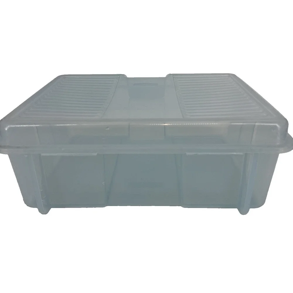 Rubbermaid Keeper Clear Blue Plastic Snap Case Hinged Storage Container 2283